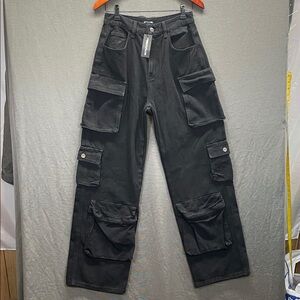 PrettyLittleThing‎ Black Cargo Jumpsuit Relaxed Fit